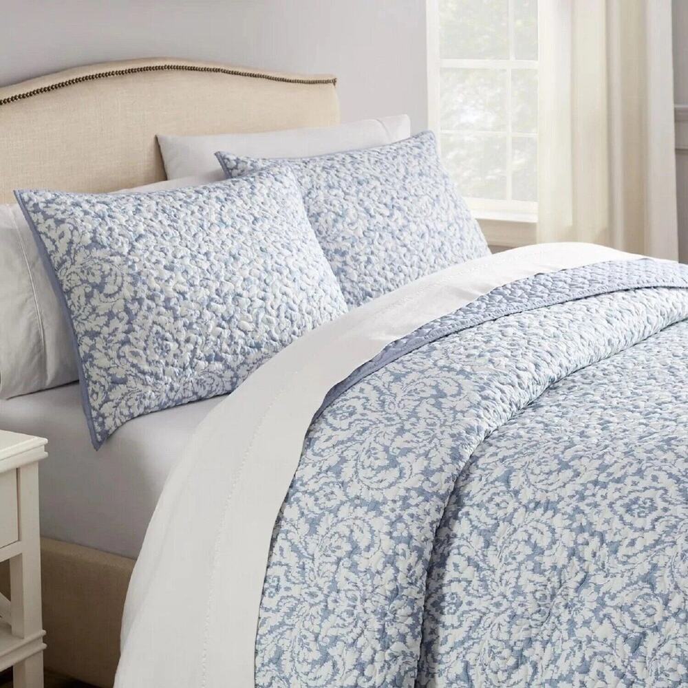 Waverly Traditions Dashing Damask 3 pc Quilt Set with Shams FULL/QUEEN